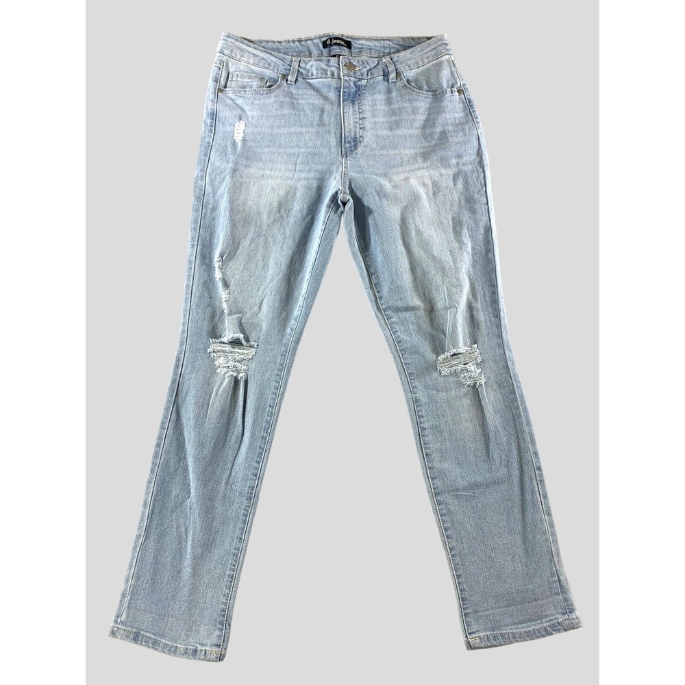 d.Jeans Womens 12 (32x28) Distressed High Waist Rolled Girlfriend Ankle Denim